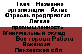Ткач › Название организации ­ Актив › Отрасль предприятия ­ Легкая промышленность › Минимальный оклад ­ 35 000 - Все города Работа » Вакансии   . Пензенская обл.,Мокшанский р-н